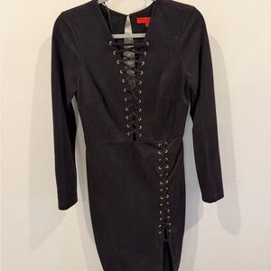 Elegant Black Lace-Up Dress